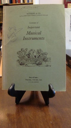 Item #41016 CATALOGUE OF IMPORTANT MUSICAL INSTRUMENTS;. Sotheby, Co