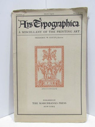 Item #47310 ARSTYPOGRAPHICA; SPRING 1920;. Frederic W. Goudy