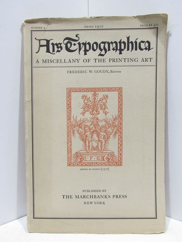 Item #47310 ARSTYPOGRAPHICA; SPRING 1920;. Frederic W. Goudy.