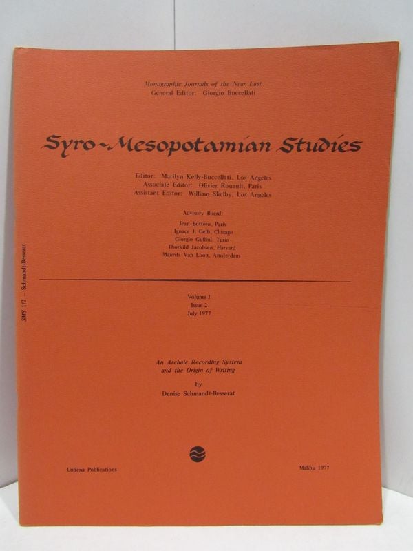 Item #47311 SYRO-MESOPOTAMIAN STUDIES VOLUME 1 ISSUE 2 JULY 1977;. Giorgio Buccellati.