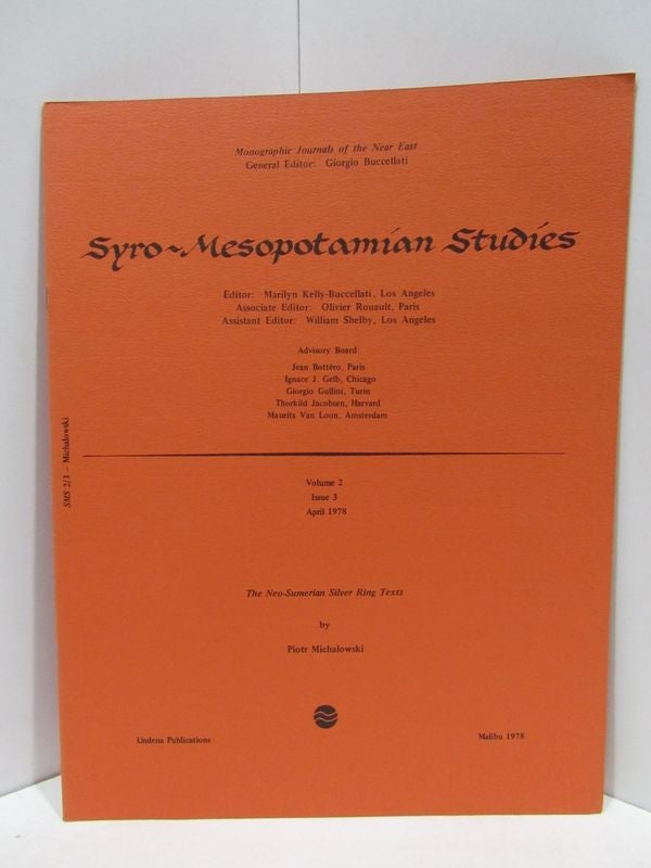 Item #47313 SYRO-MESOPOTAMIAN STUDIES VOLUME 2 ISSUE 3 APRIL 1978;. Giorgio Buccellati.
