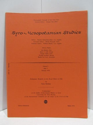Item #47314 SYRO-MESOPOTAMIAN STUDIES VOLUME 2 ISSUE 2 FEBRUARY 1978;. Giorgio Buccellati