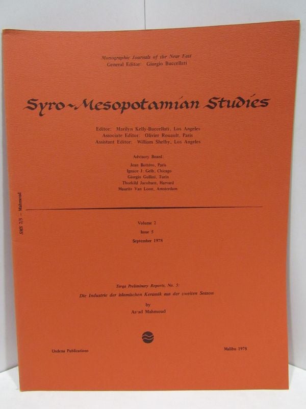 Item #47316 SYRO-MESOPOTAMIAN STUDIES VOLUME 2 ISSUE 5 SEPTEMBER 1978;. Giorgio Buccellati.