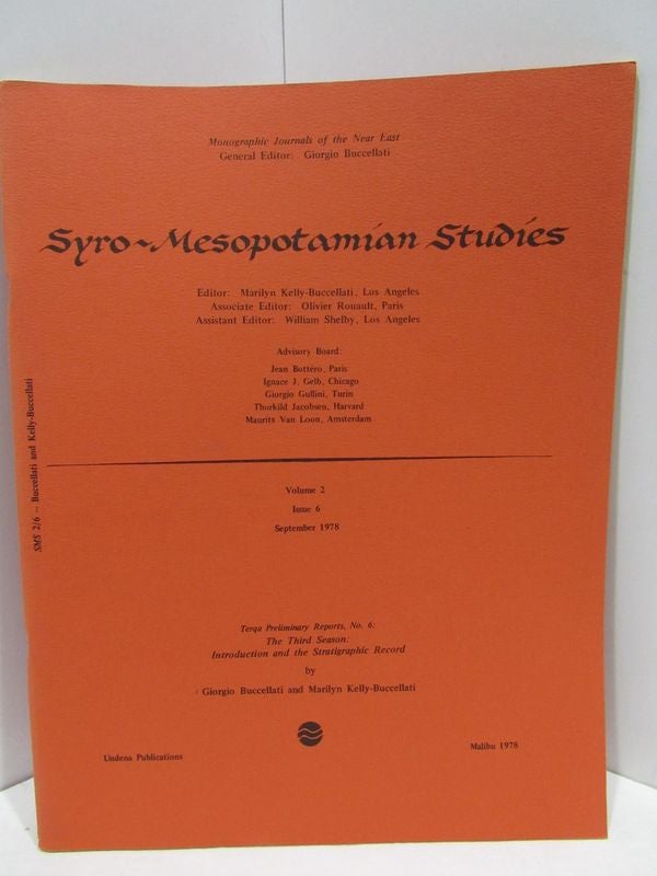 Item #47317 SYRO-MESOPOTAMIAN STUDIES VOLUME 2 ISSUE 6 SEPTEMBER 1978;. Giorgio Buccellati.