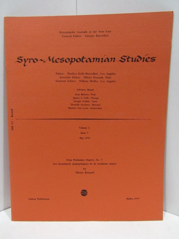 Item #47318 SYRO-MESOPOTAMIAN STUDIES VOLUME 2 ISSUE 7 MAY 1979;. Giorgio Buccellati.