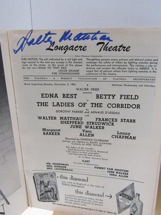 PLAYBILL (THE) FOR THE LONGACRE THEATRE;